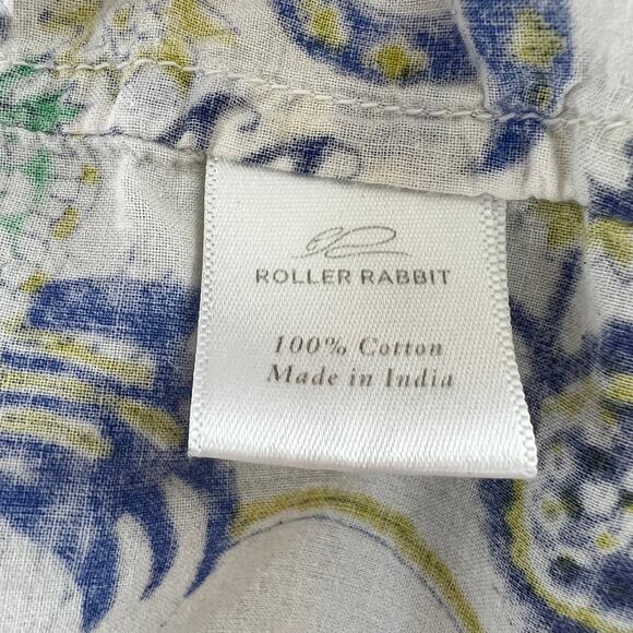 ROLLER RABBIT Blue Green White Print Long Sleeve Cotton Button Up Shirt XS - Picture 9 of 10